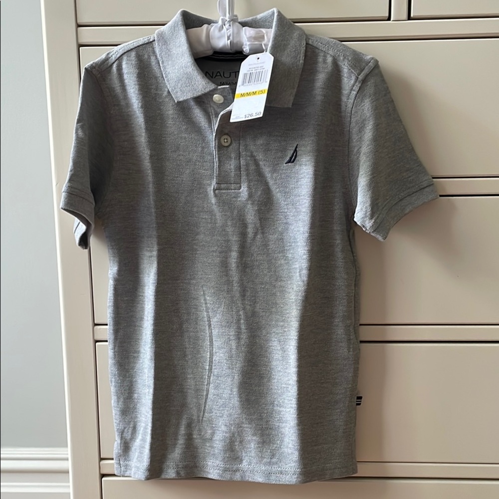 Nautica Gray Polo Shirt Classic Short-Sleeve